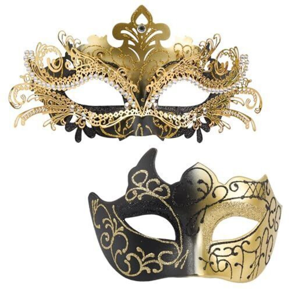 3611 Masquerade Mask for Couples, Glitter Rhinestone Venetian Mask